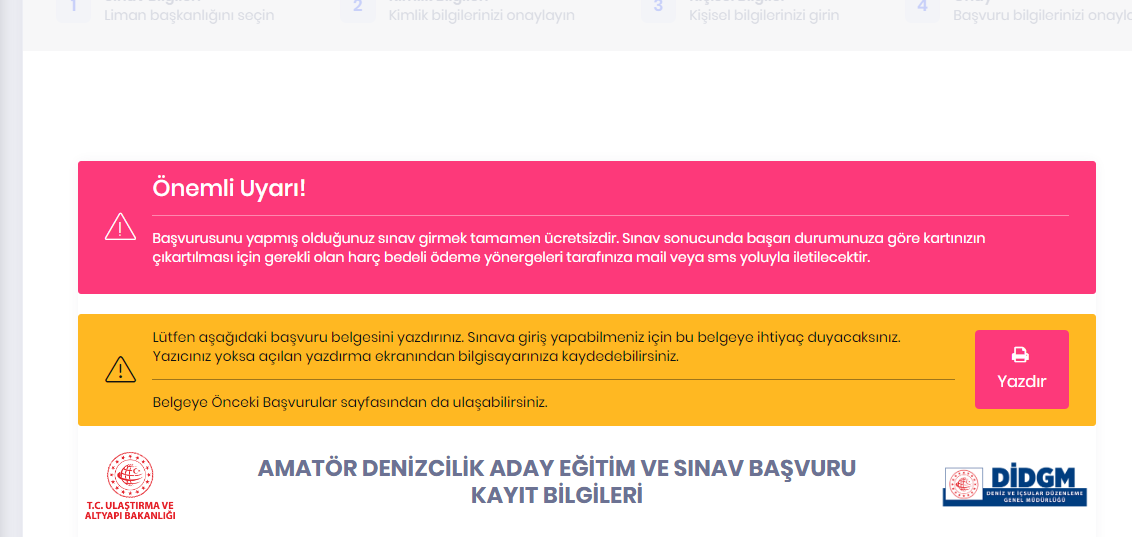 son ekranda sınava giriş belgenizi &ccedil;ıktı alıp sınav g&uuml;n&uuml; getiriniz.